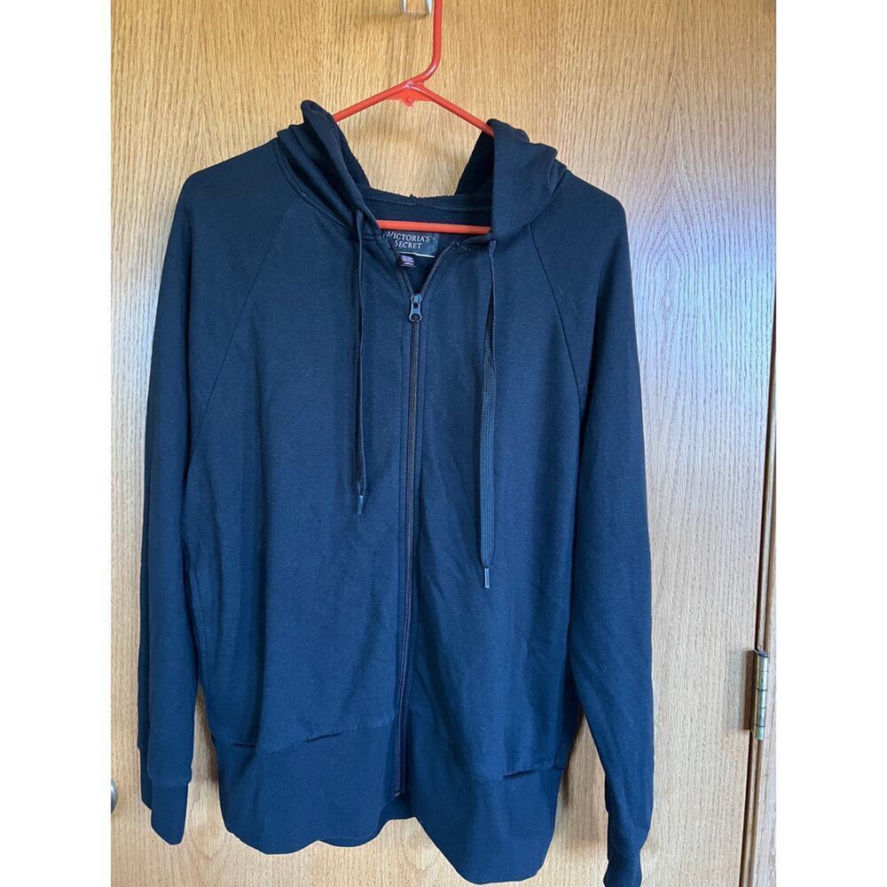 Victoria's Secret full zip black hoodie sweatshirt, women's M
